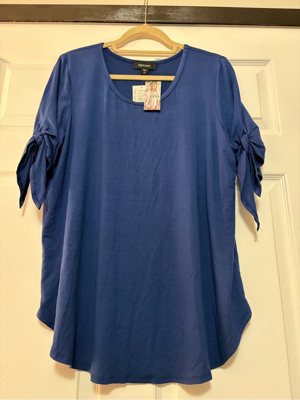 NWT Karen Kane Catalina Blue Knot Top XL